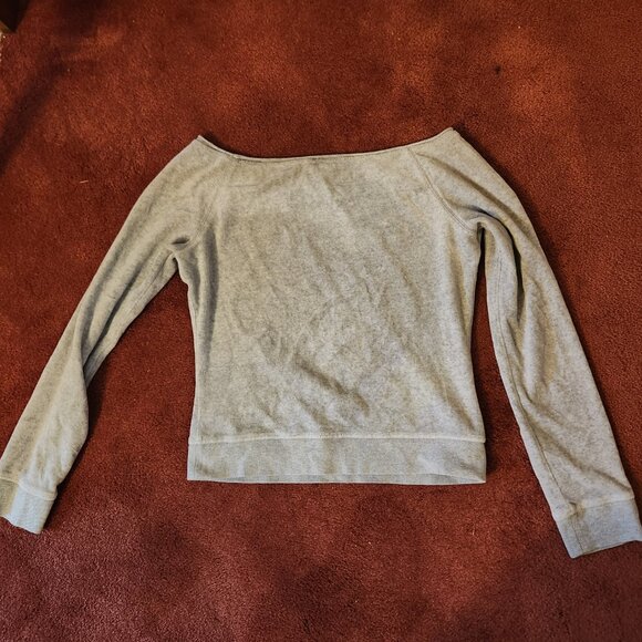 Express Terry/Velour Cropped Off-Shoulder Top, S - Picture 2 of 2